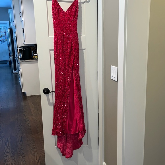 New Lavetir hot pink sequined prom dress - Picture 2 of 10